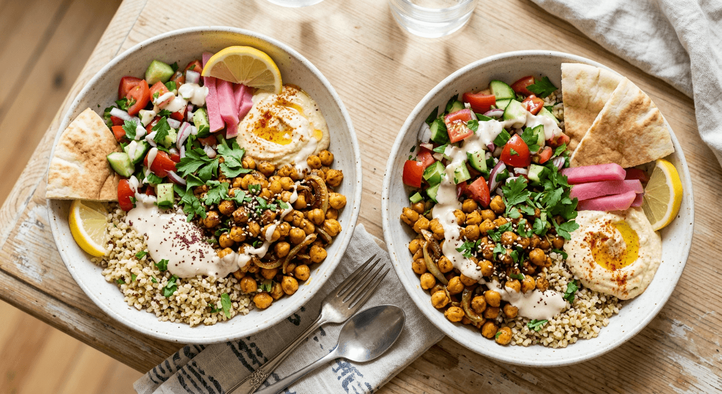 Shawarma Spiced Chickpea Bowls