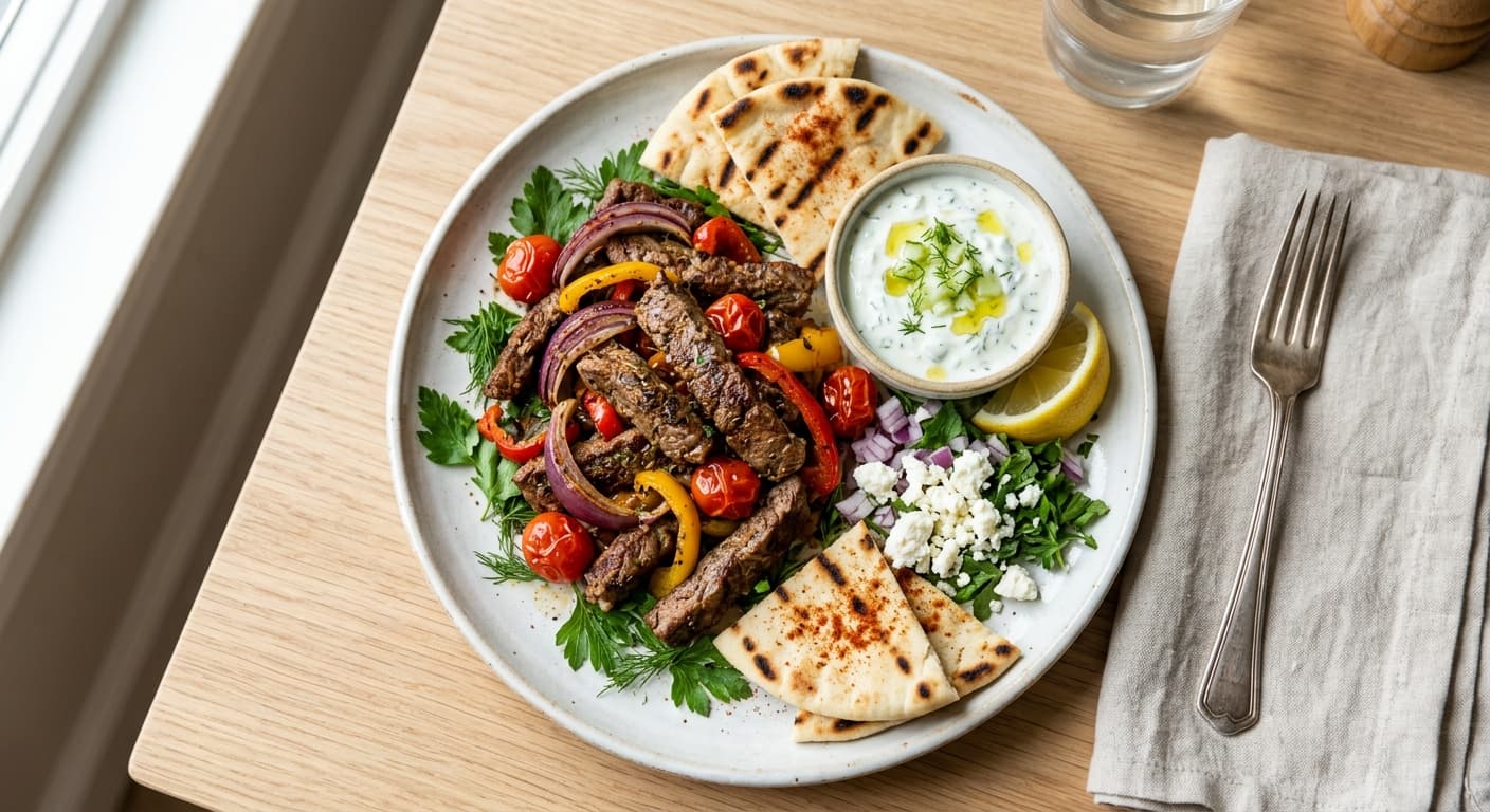 Sheet Pan Beef Gyro Strips