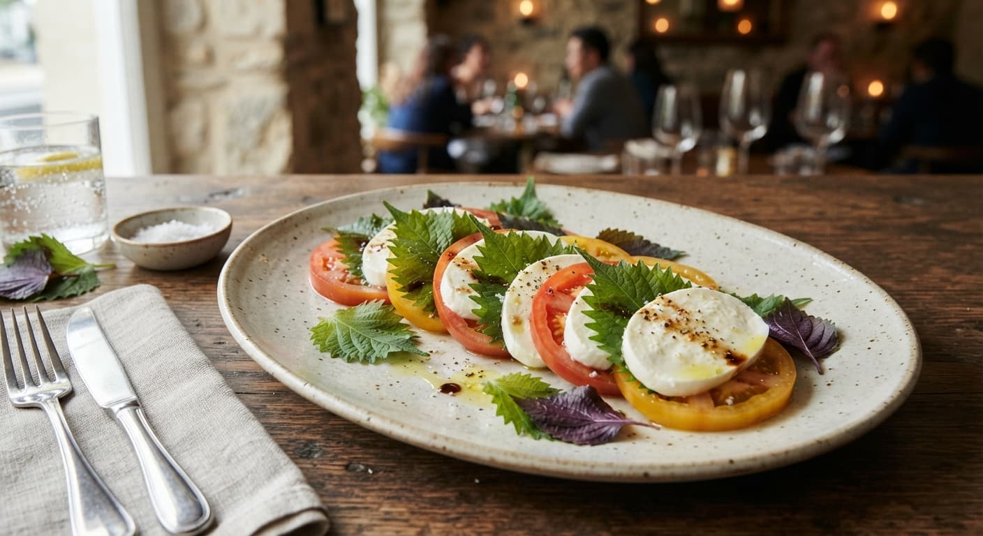 Shiso and Mozzarella Caprese