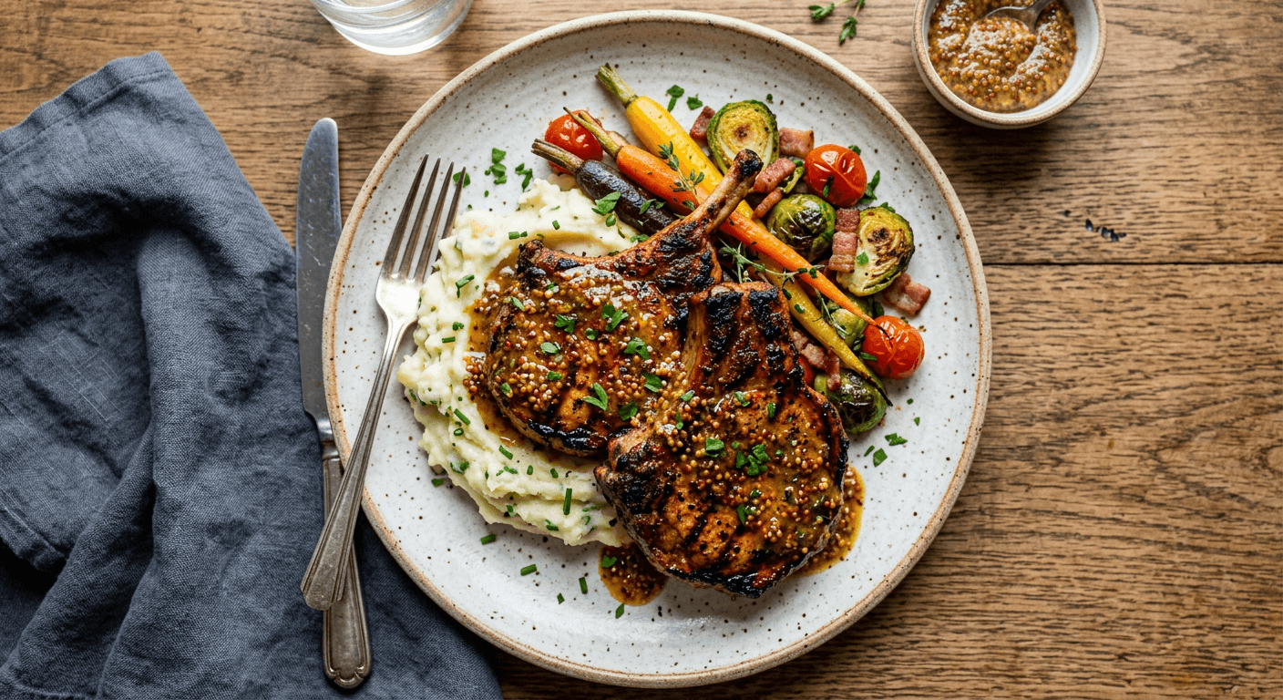 Smoked Creole Mustard Chops