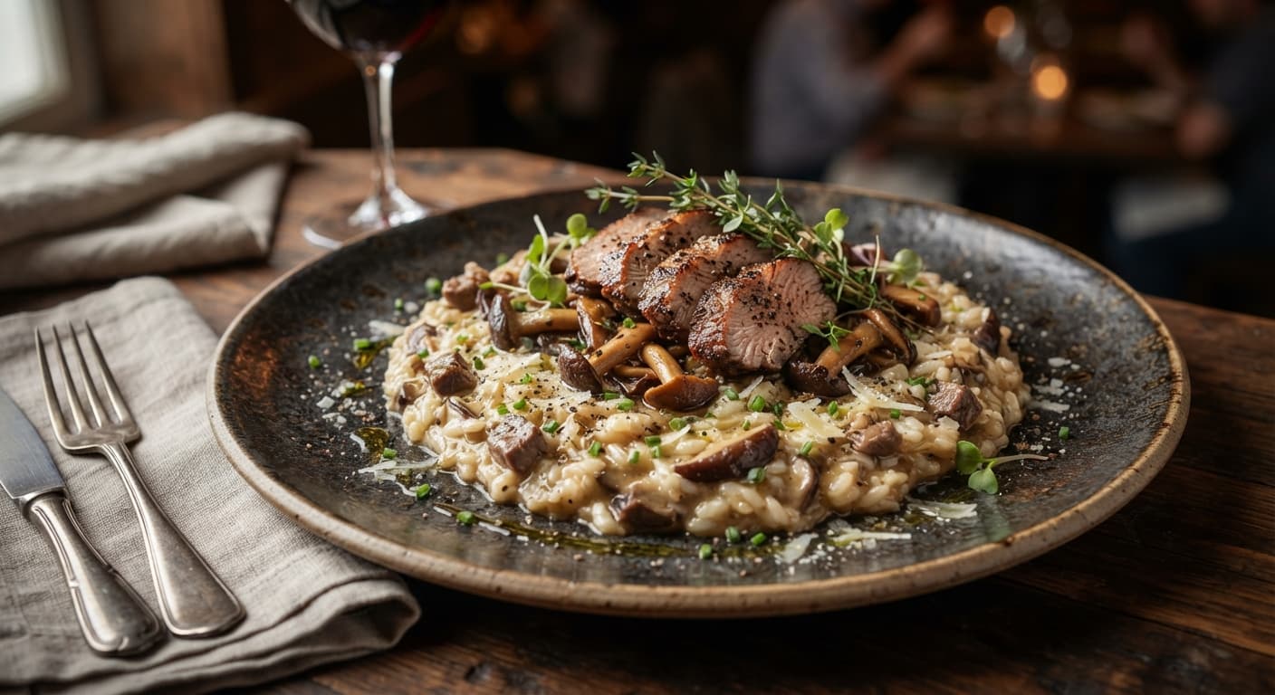 Snake and Mushroom Risotto