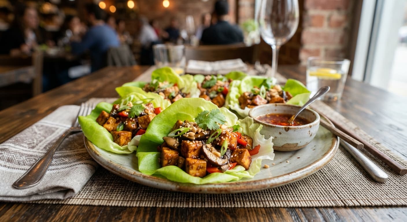 Soy‑Glazed Tofu Lettuce Wraps