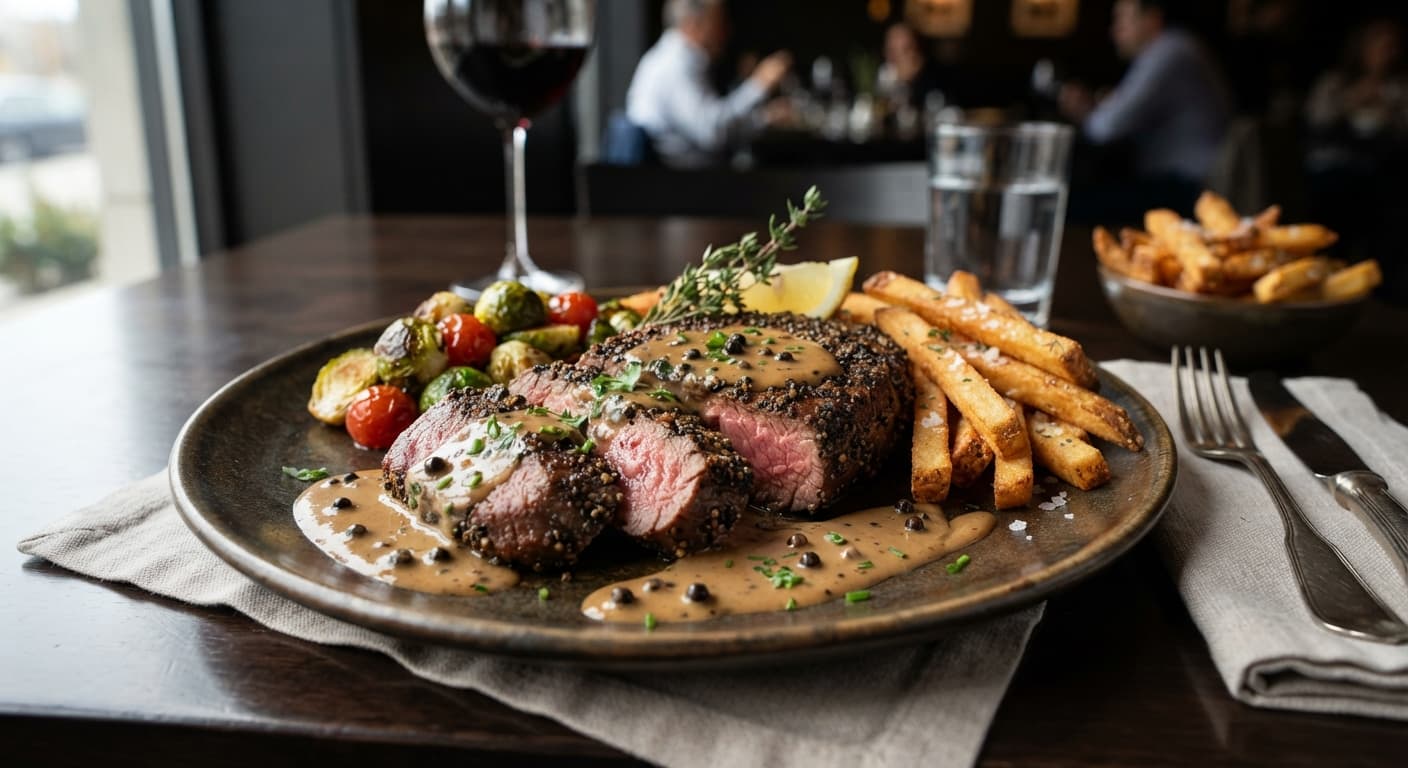 Soy‑Marinated Steak au Poivre