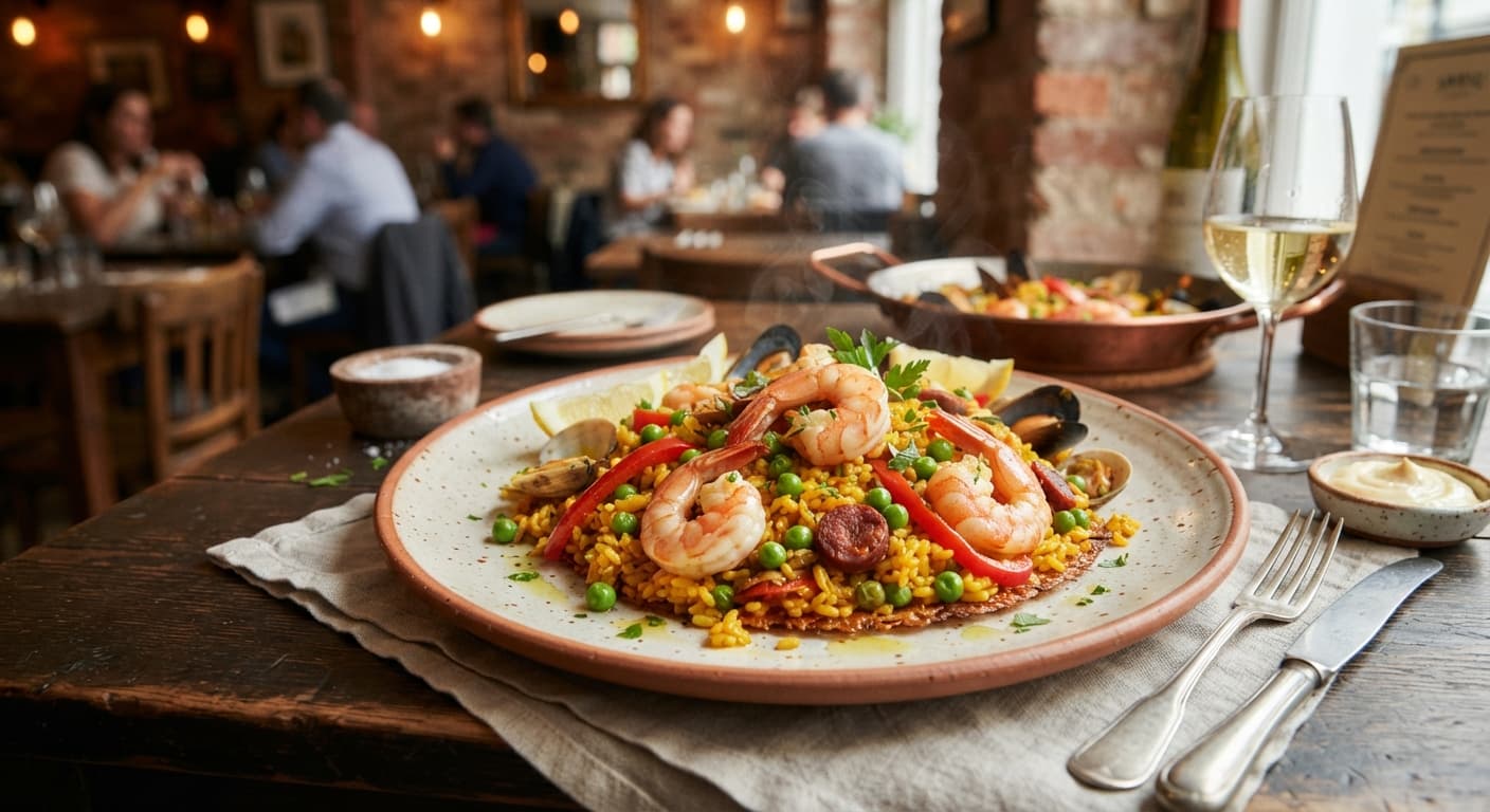 Spanish Shrimp Paella with Peas