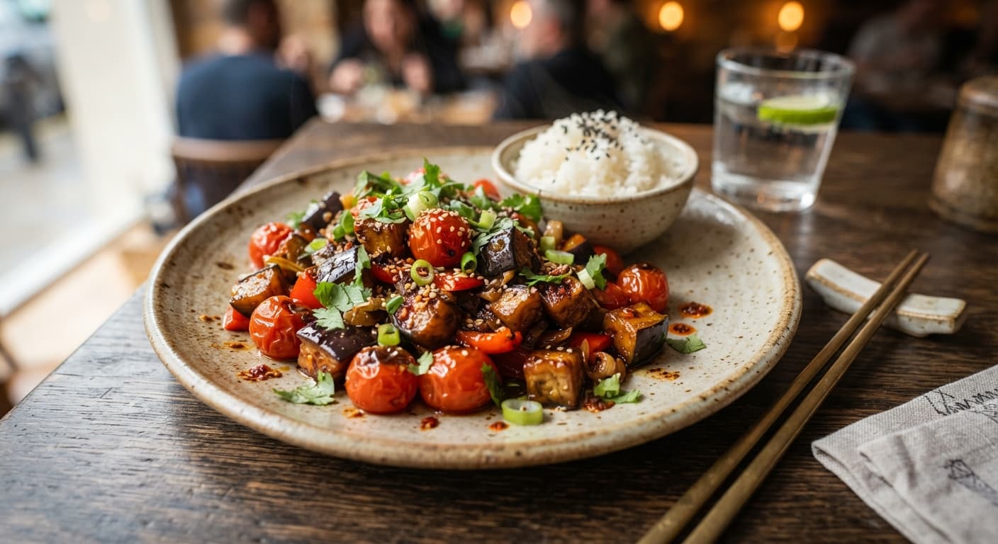 Spiced Eggplant & Tomato Stir‑Fry