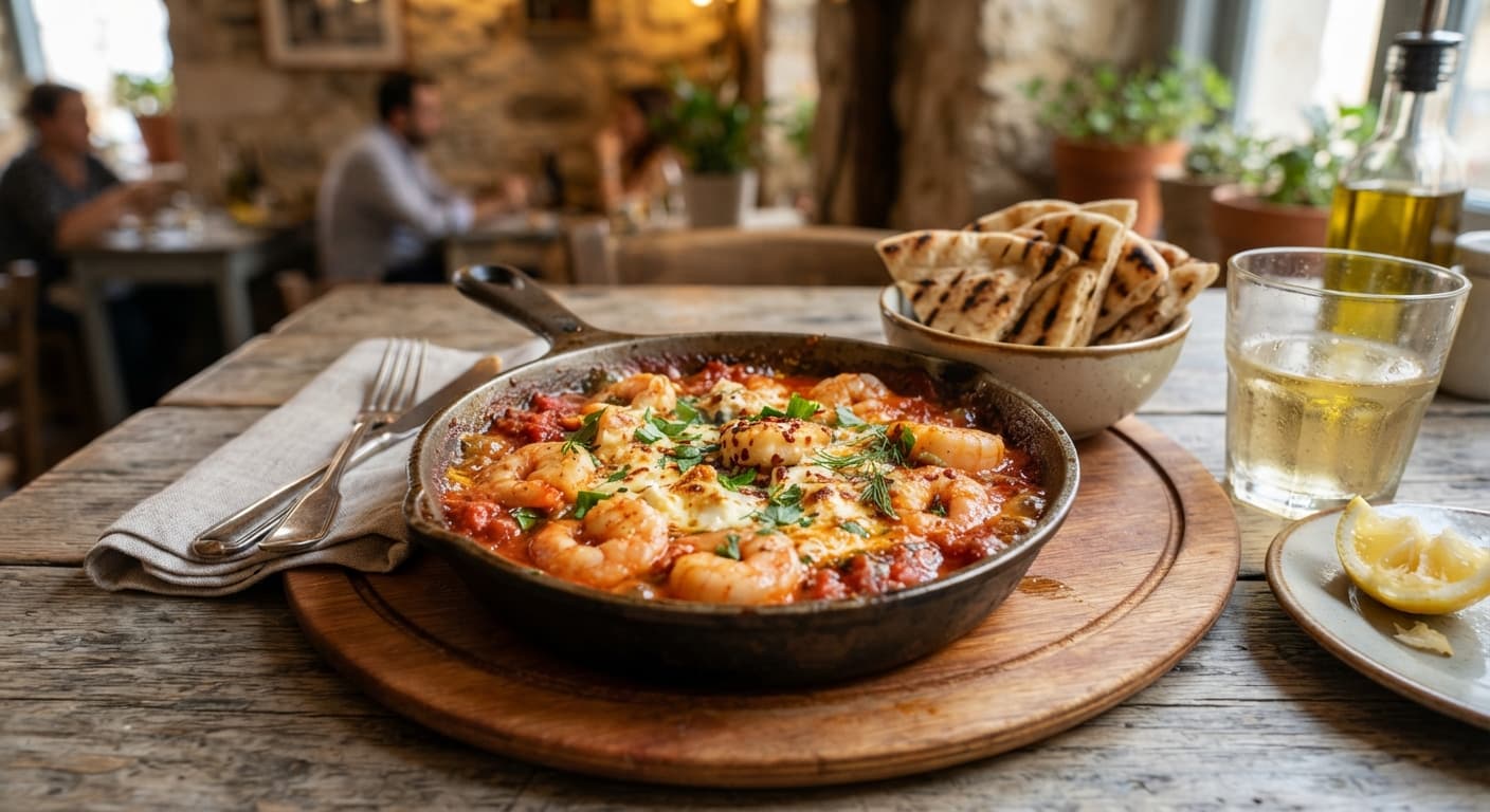 Spicy Shrimp Saganaki
