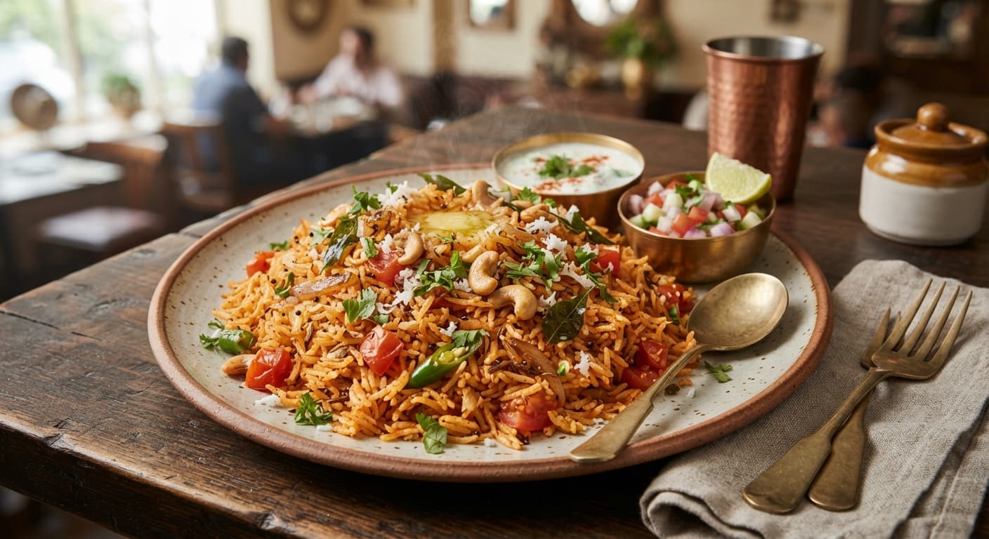 Spicy Tomato Rice (Tomato Pulav)