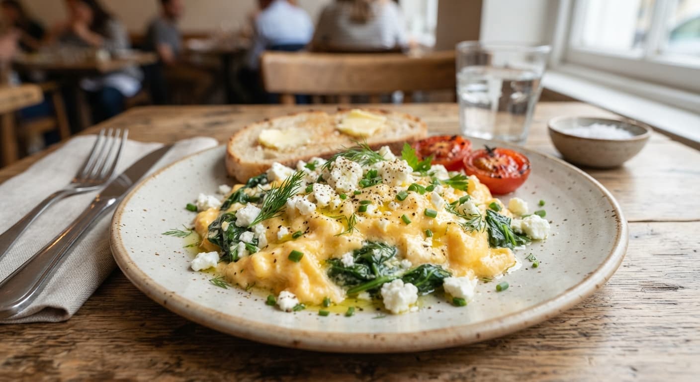 Spinach Feta Scrambled Eggs