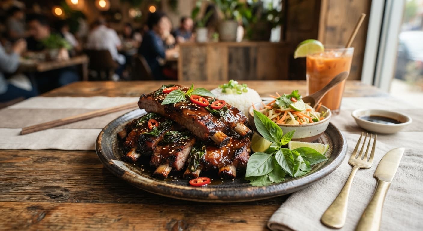Thai Basil‑Teriyaki Ribs