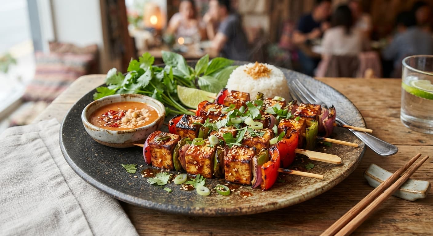 Thai Garlic Tofu Skewers (Vegan)