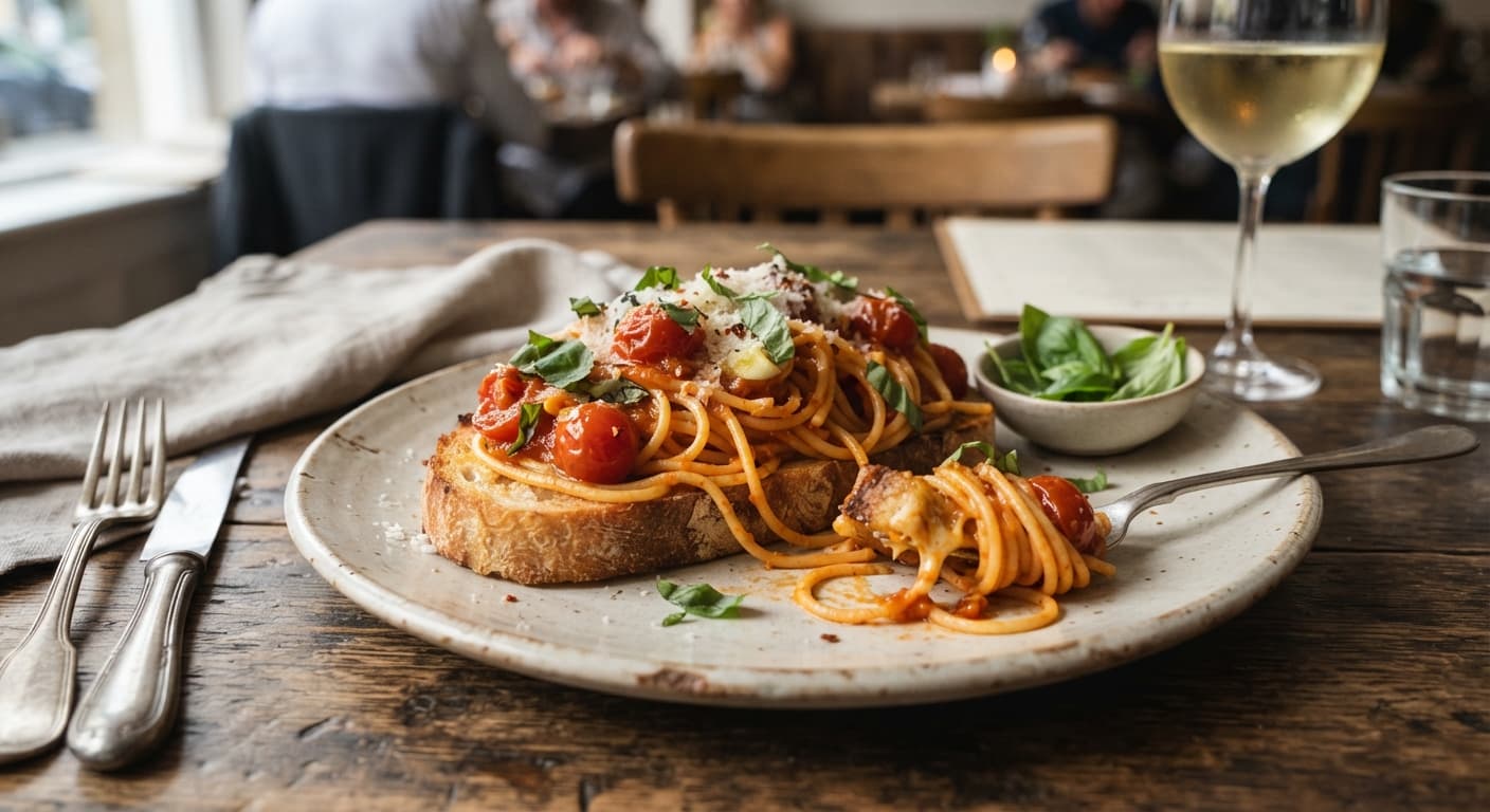 Tomato Butter Spaghetti Toast