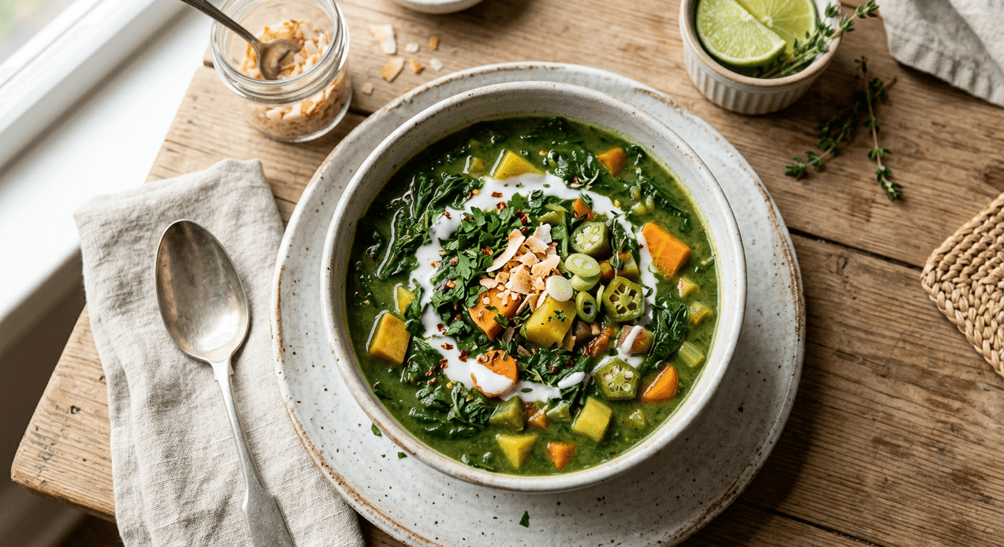 Vegan Coconut Callaloo Broth