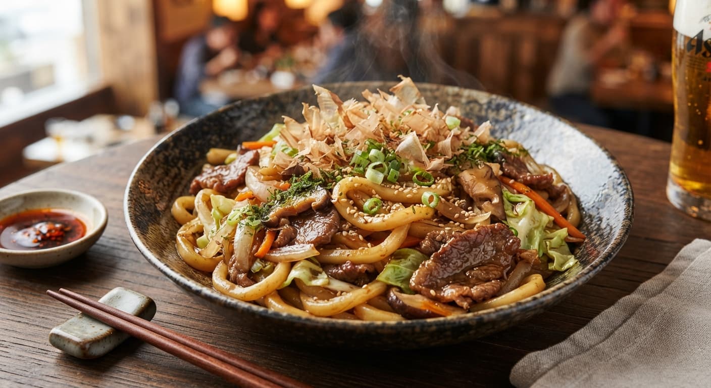 Yaki Udon with Beef and Cabbage