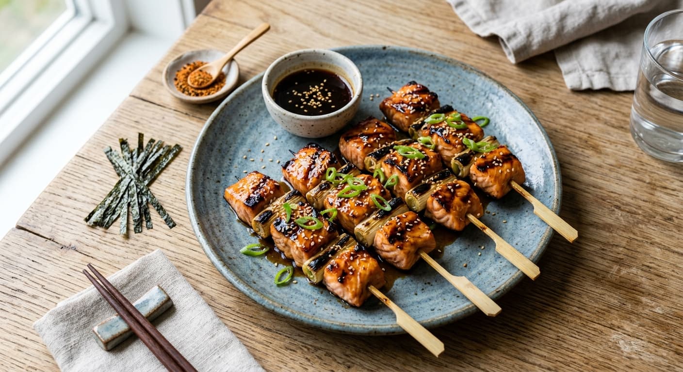 Yakitori-style Salmon Skewers
