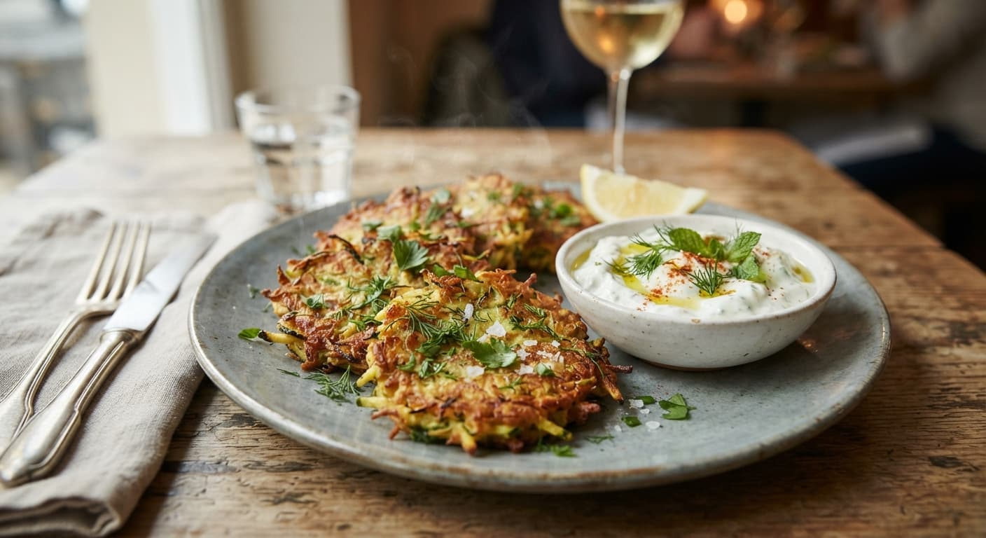Zucchini Fritters with Tzatziki