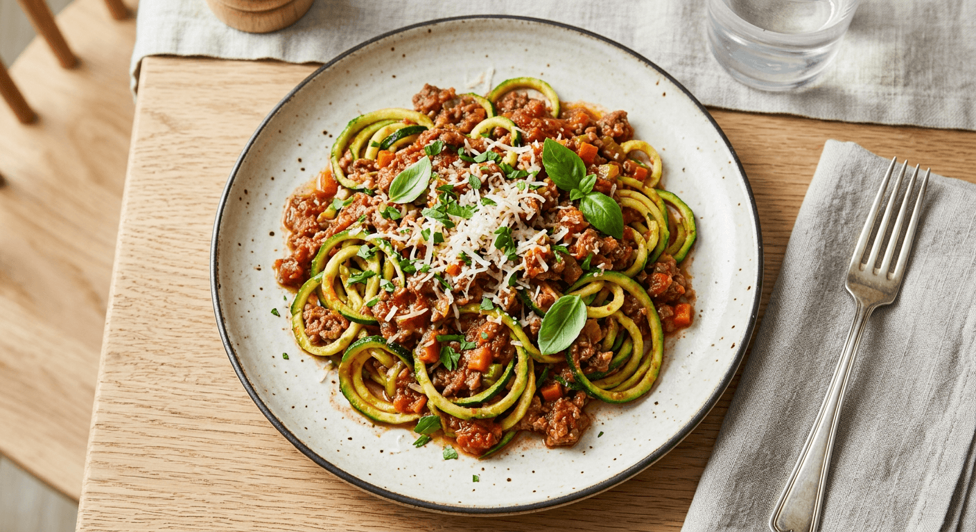 Zucchini Noodle Beef Bolognese