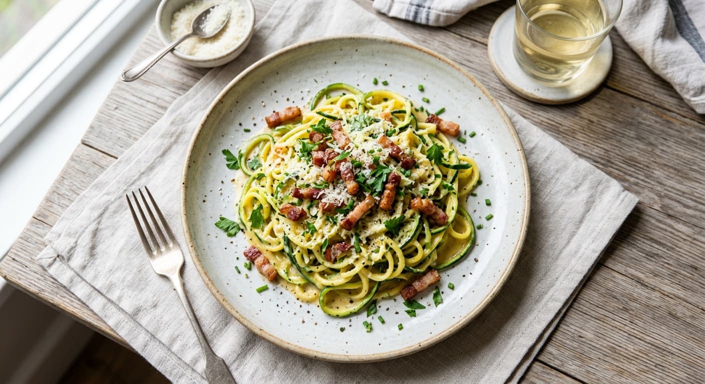 Zucchini Ribbon Carbonara