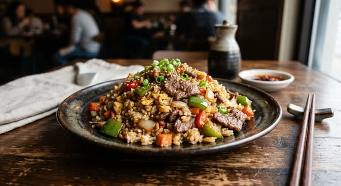 黑椒牛肉青椒炒饭