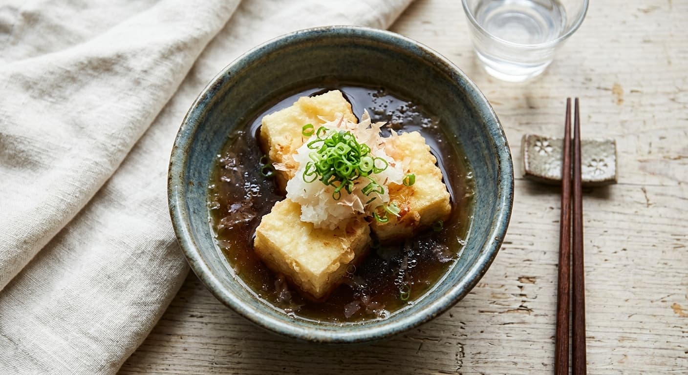Agedashi Tofu with Homemade Dashi and Grated Daikon