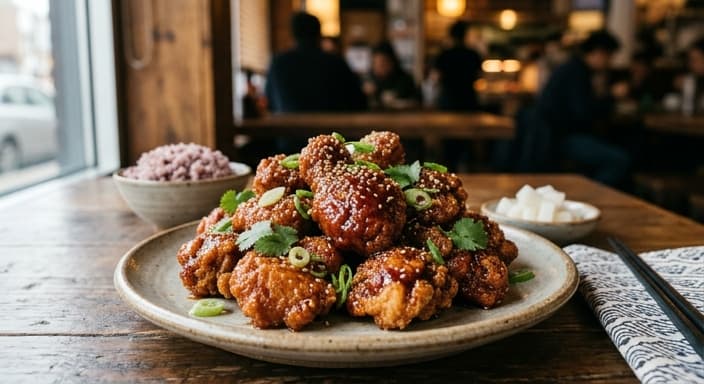 Air-Fryer Chicken Gangjeong with Sticky Gochujang Glaze
