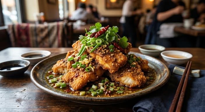 Air-Fryer Szechuan Crispy Fish with Green Onion Oil
