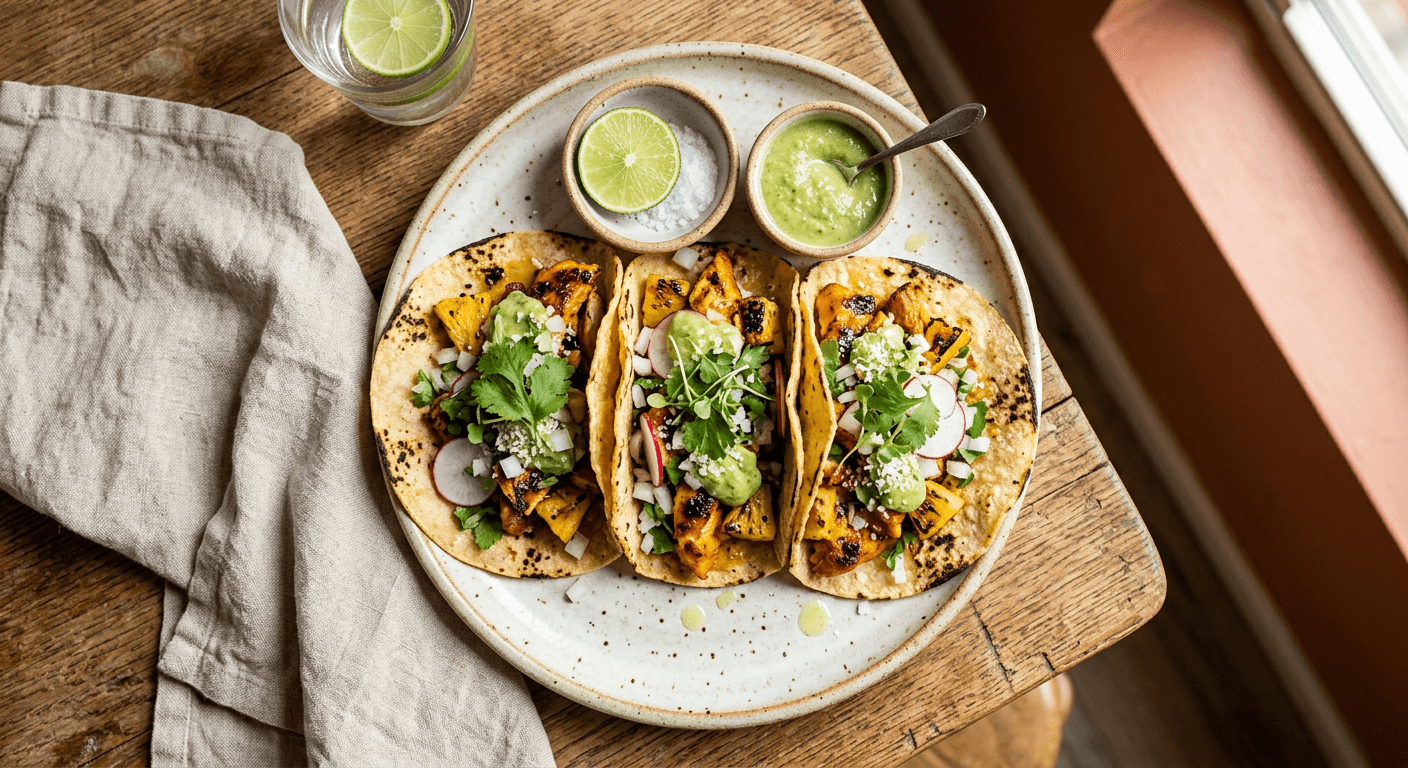 Aji Amarillo Chicken Pastor Tacos