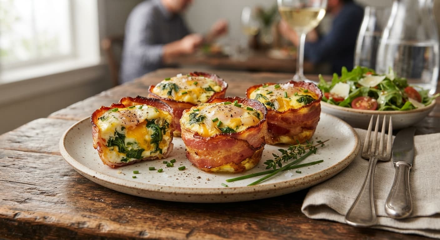 American Bacon‑Wrapped Spinach Egg Cups