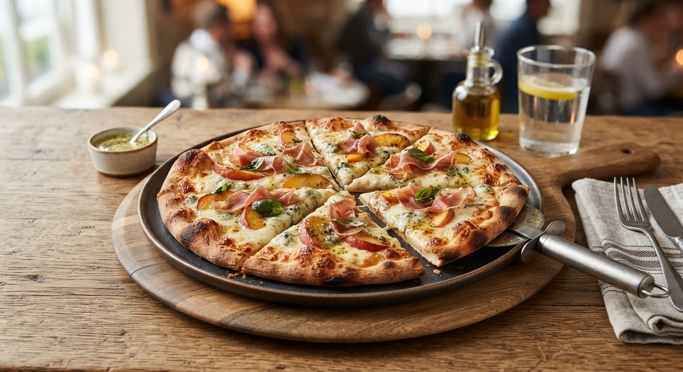 American Classic Low‑Carb Prosciutto & Peach Pizza with Garlic‑Herb Butter