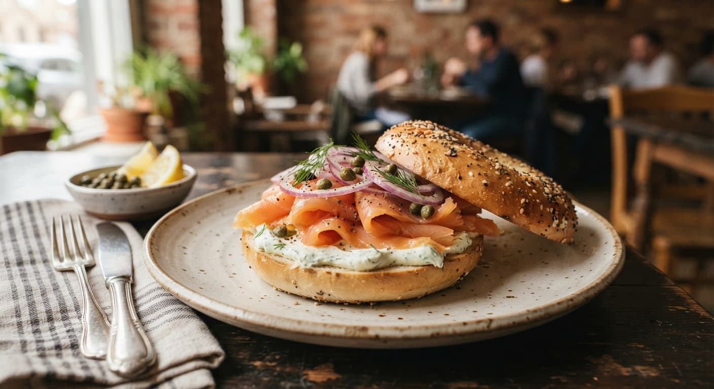 American Smoked Salmon Bagel with Cream Cheese