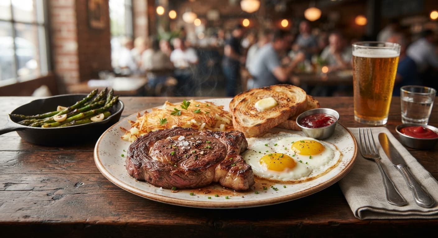 American Steak and Egg Breakfast‑for‑Dinner