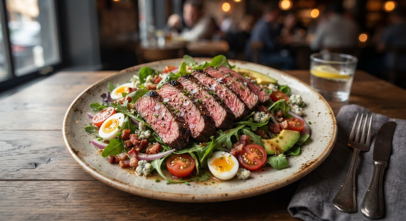 American Steak Salad with Warm Bacon Vinaigrette