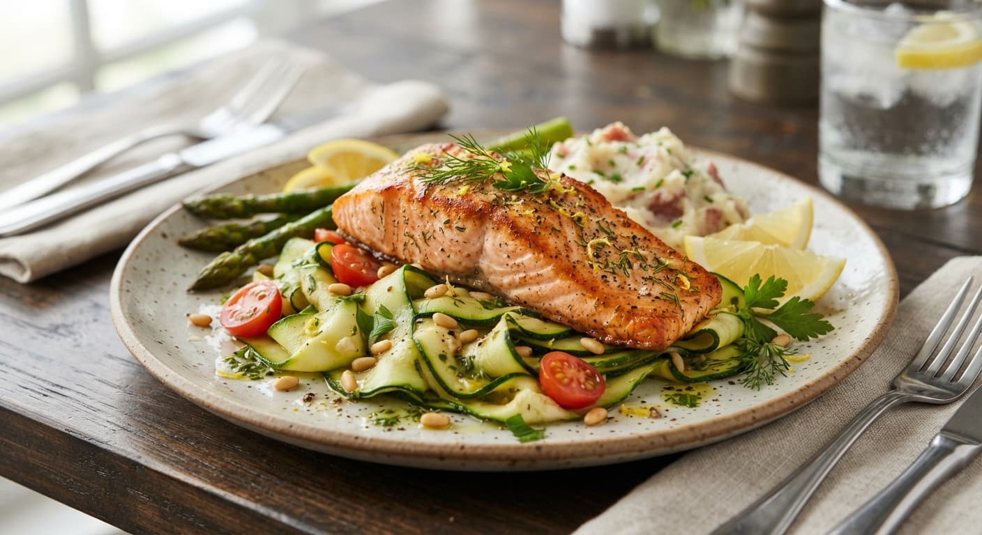 American‑Style Baked Salmon Substitute with Zucchini Ribbons