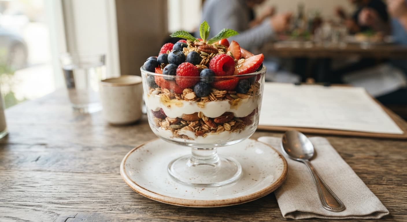 American Yogurt Parfait with Granola and Berries
