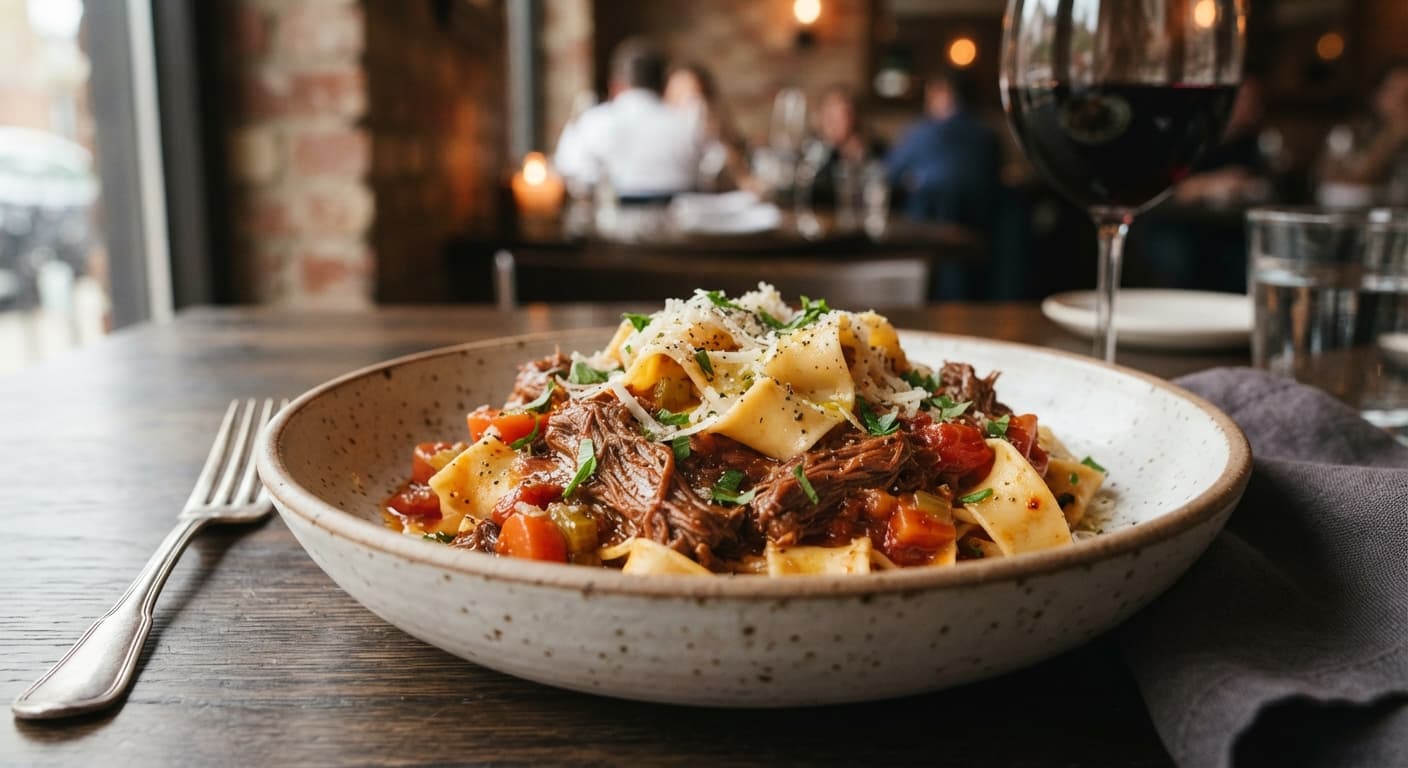 Ancho Chili Beef Ragu with Pappardelle
