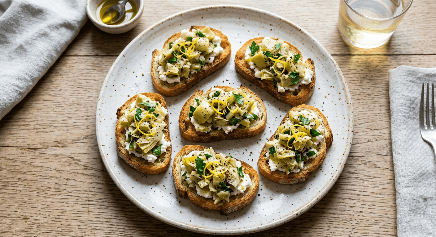 Artichoke and Lemon Zest Bruschetta