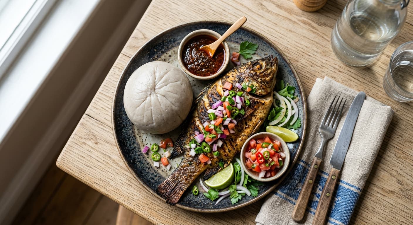 Authentic Banku and Grilled Tilapia