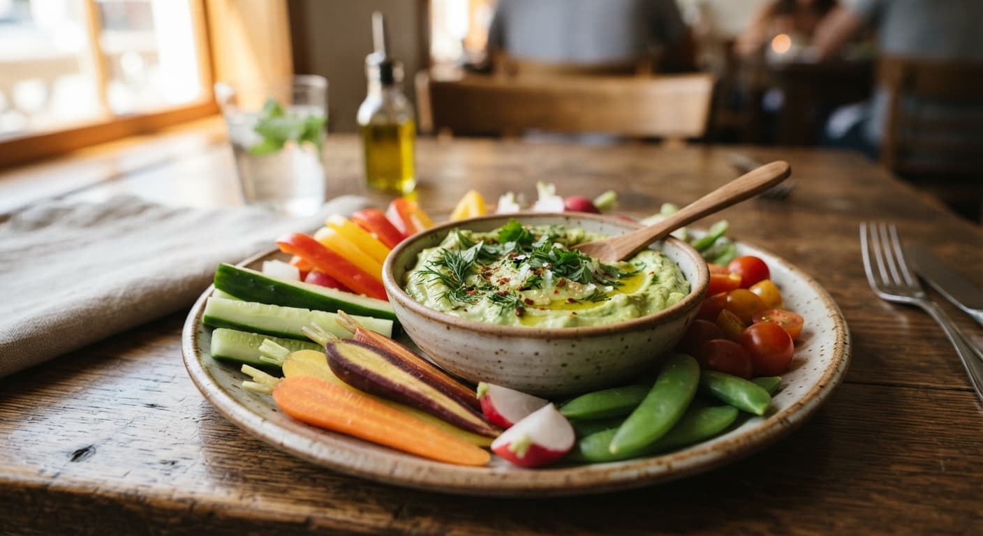 Avocado Herb Dip with Fresh Vegetables