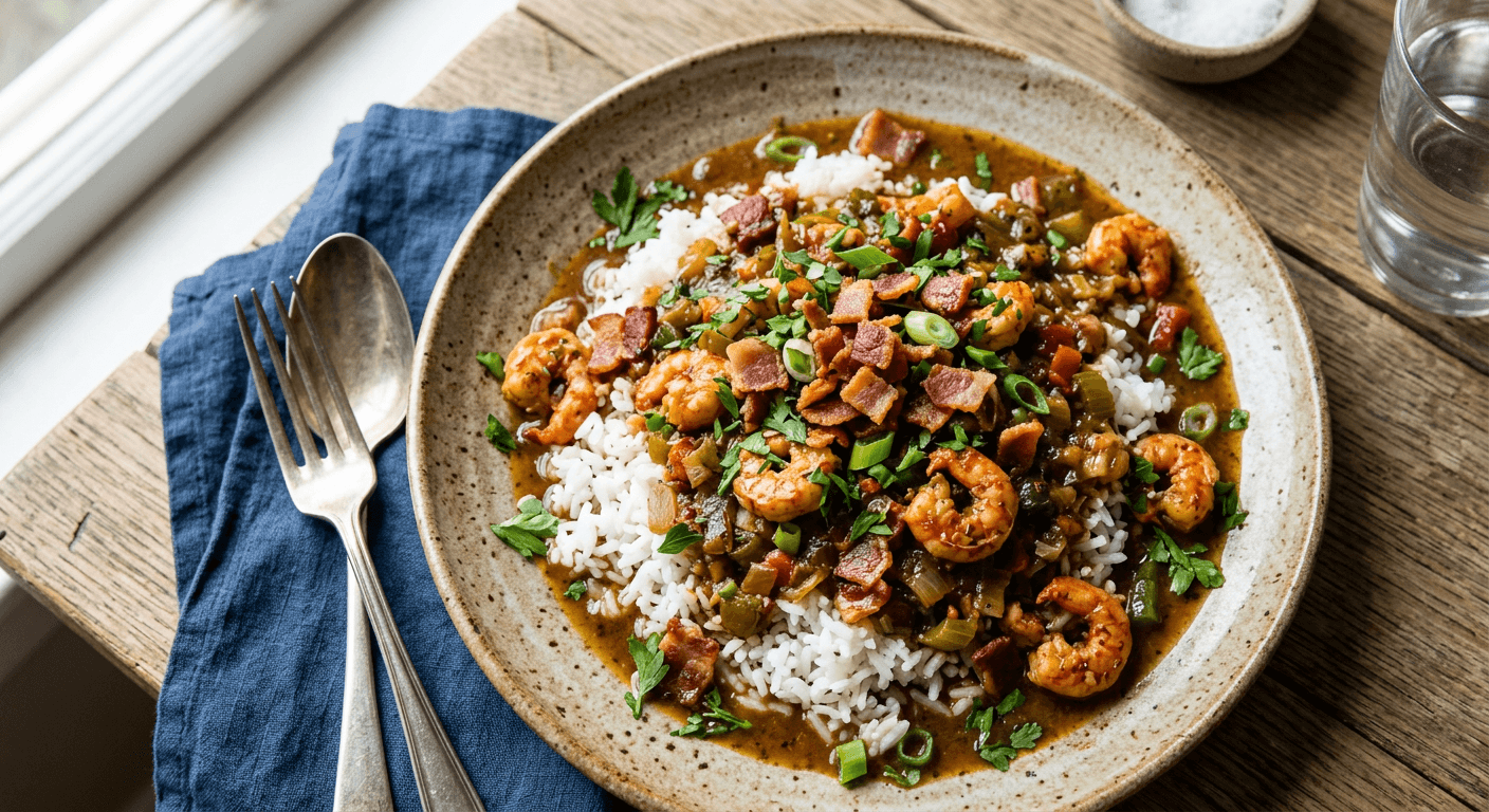 Bacon-Dripping Crawfish Etouffee