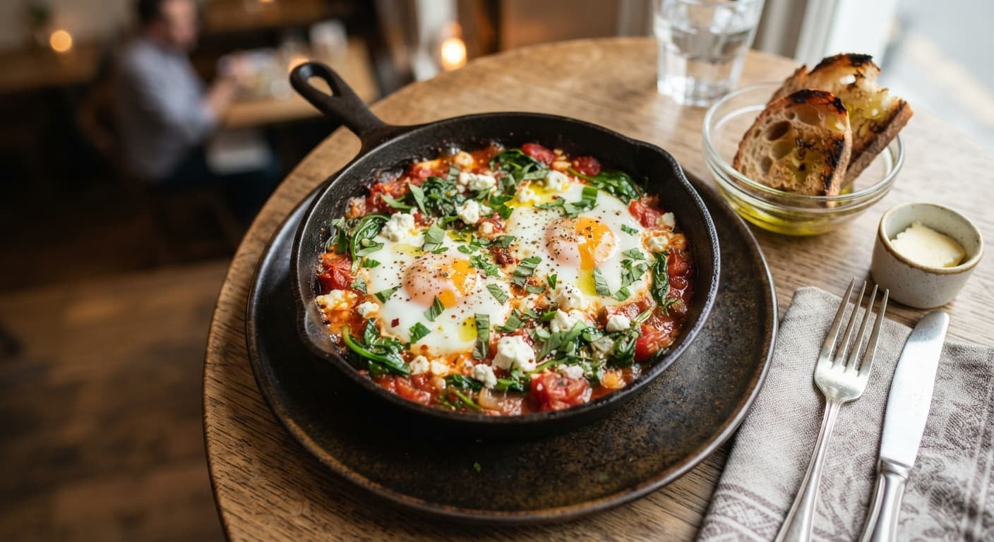 Baked Eggs with Tomatoes and Spinach