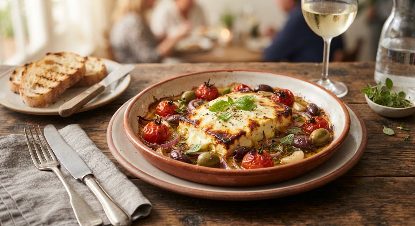 Baked Feta with Tomatoes and Olives