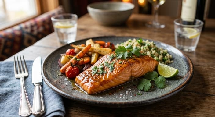 Baked Salmon with Garam Masala Olive-Oil Glaze