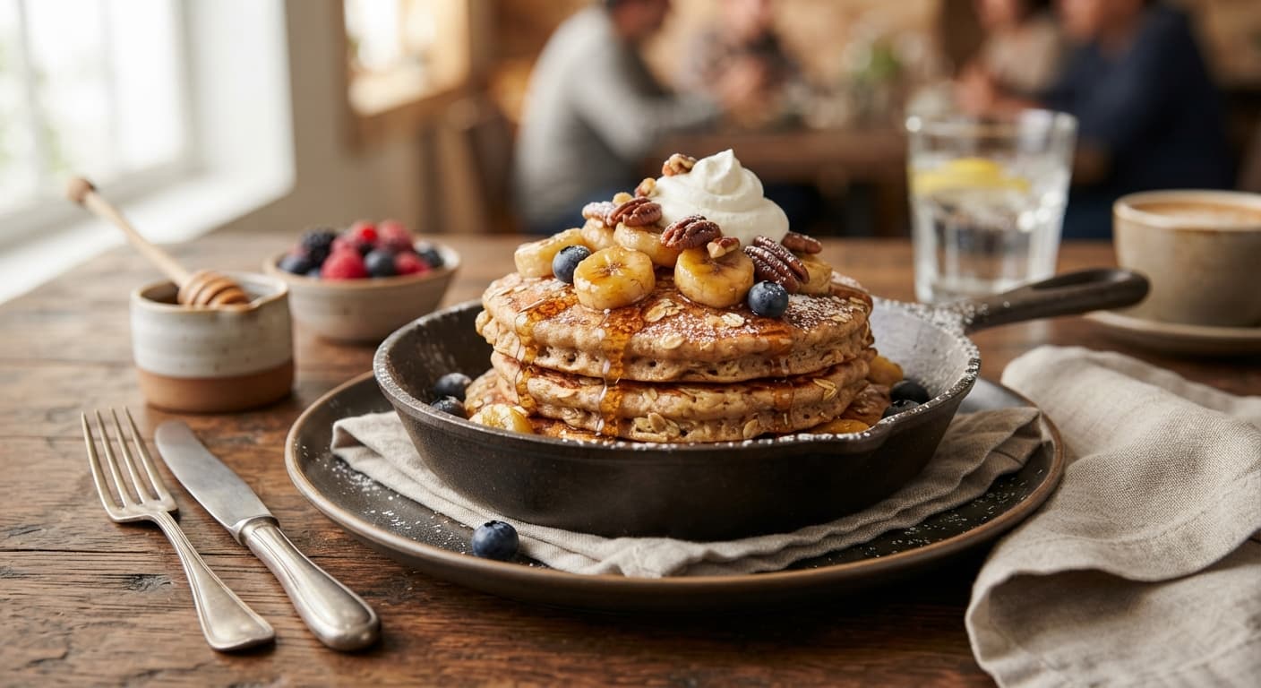 Banana Oat Skillet Pancakes