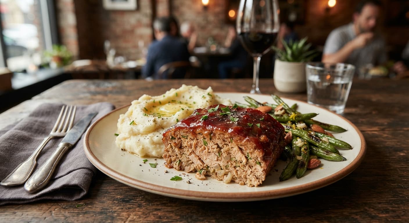 BBQ Glazed Turkey Meatloaf with Mashed Potatoes