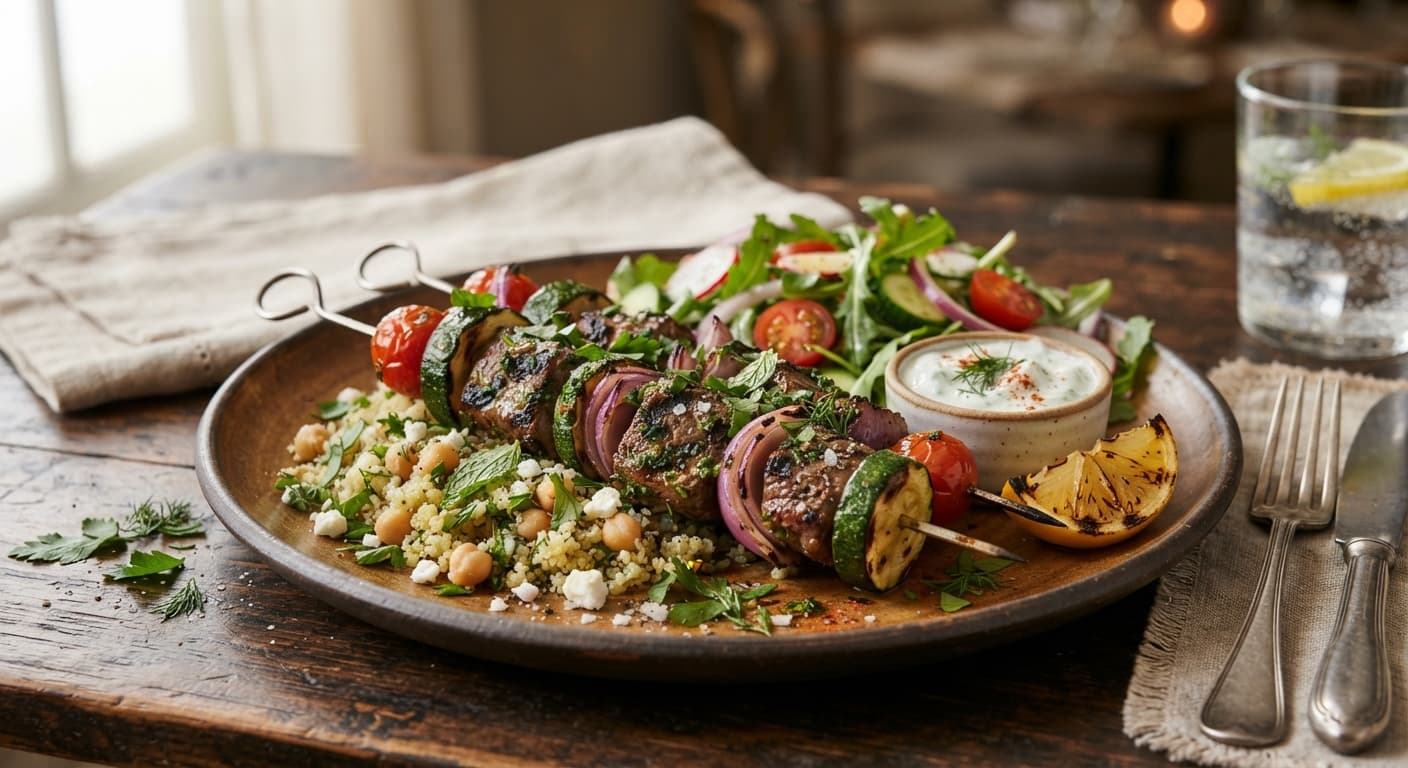 Beef and Zucchini Kebabs with Herb Marinade