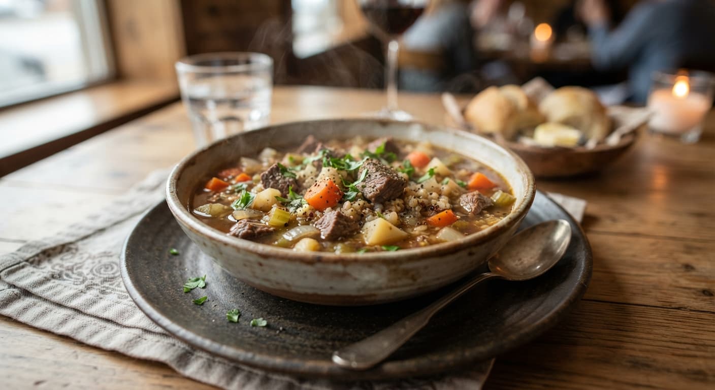 Beef & Barley Soup (Gluten‑Free Barley Substitute)