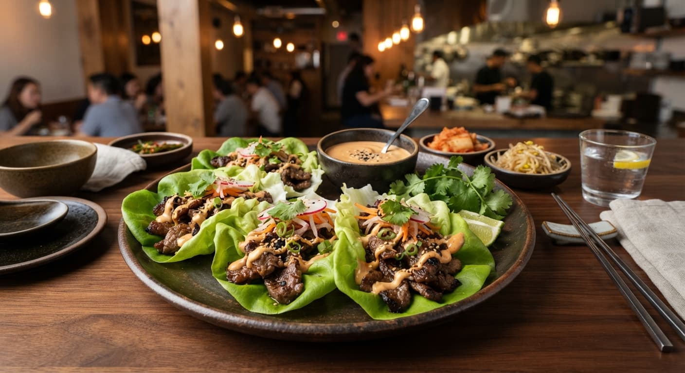 Beef Bulgogi Lettuce Wraps with Gochujang Mayo