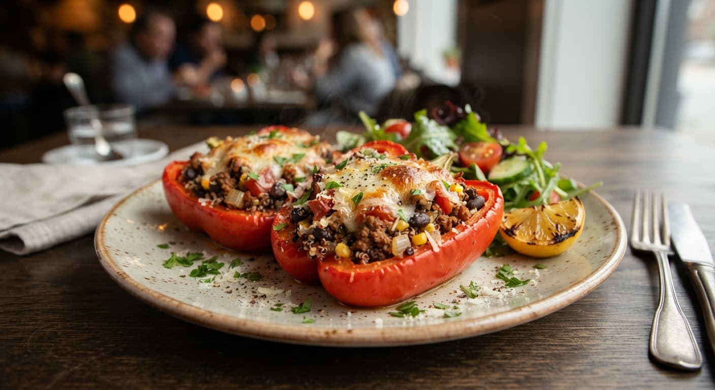 Beef & Quinoa Stuffed Bell Peppers