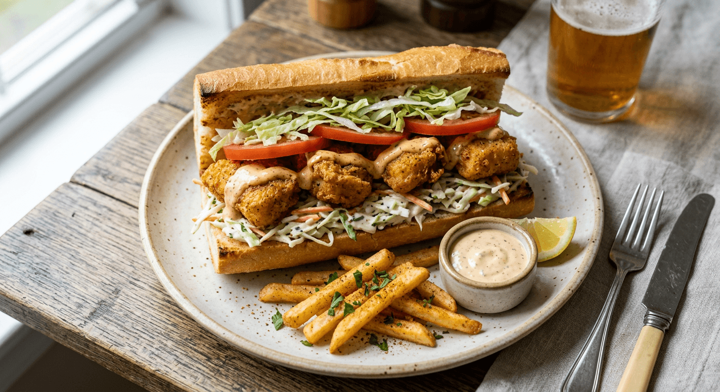 Beer-Battered Cajun Catfish Po' Boy