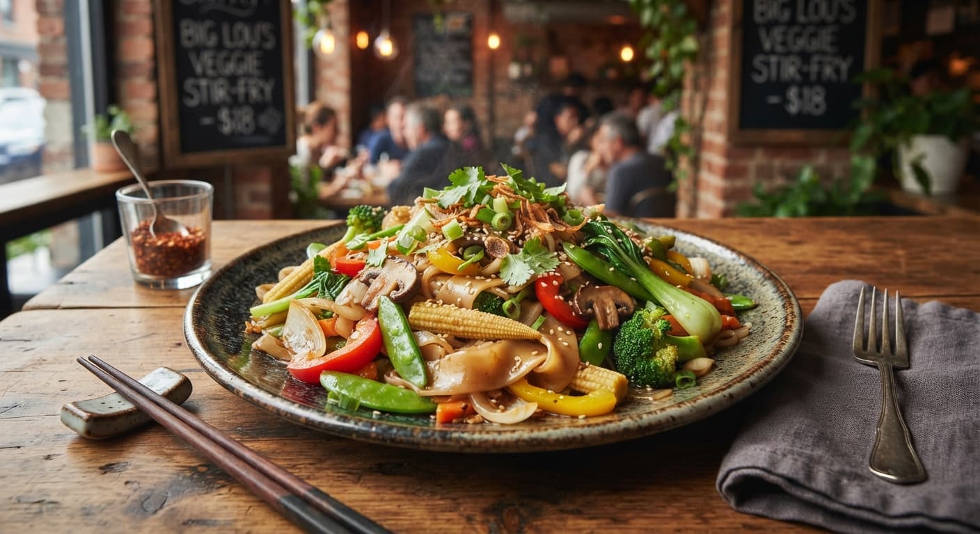 Big Lou's Veggie Stir‑Fry with Rice Noodles