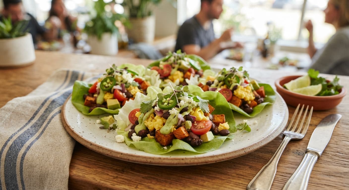 Black Bean and Egg Breakfast Lettuce Wraps